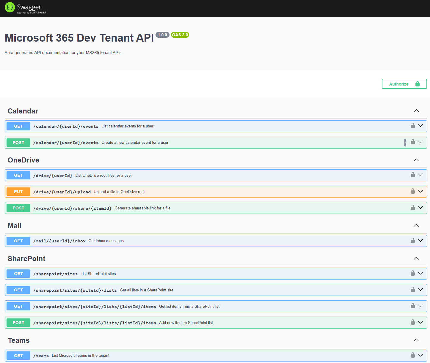 Microsoft Dev Tenant API