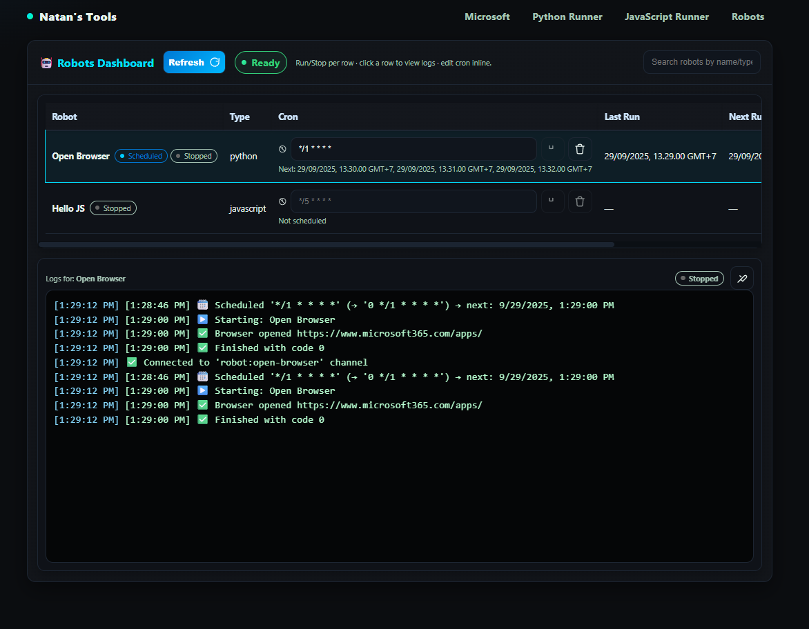 NodeJS Automation Dashboard